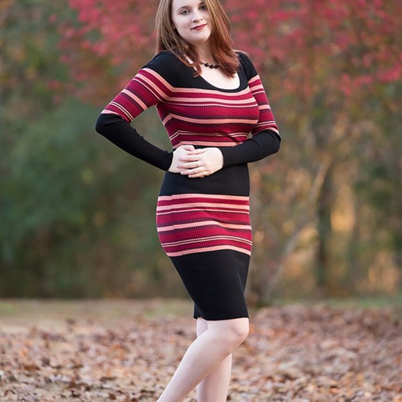 Derek Heart Striped Bodycon Dress Junior's Large - Picture 2 of 2